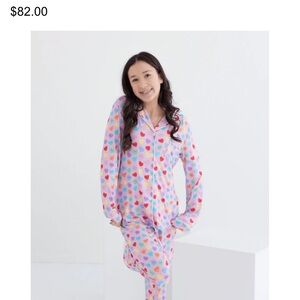 Katie J NYC Lavender Pink Heart-Print Kids Pajama Set